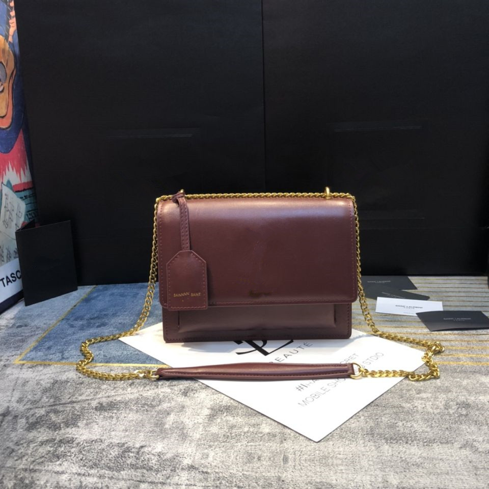 

High quality flap bag luxury designer handbags 4 colors SUNSET original leather women shoulder bags fashion 22cm crossbody, Black silver chain