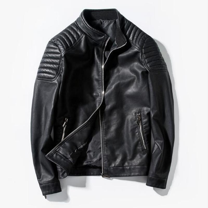

Men's Jackets Men Leather Top Quality Slim Motorcycle Youth Pu Jacket, Black