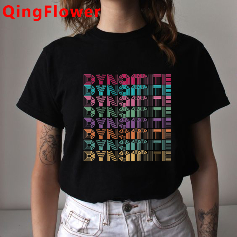 

New DYNAMITE Harajuku T-shirt K-pop Ladies Korean Style KPOP T Shirt Women Clothing Tshirts Ullzang Graphic Top Tees Female C0220, Bian