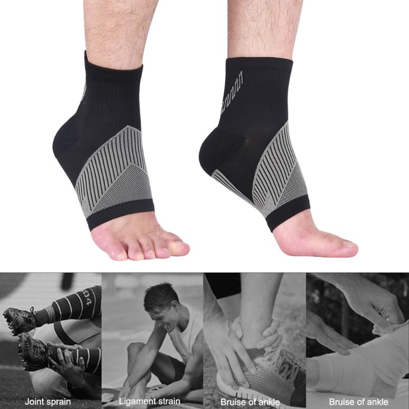 

Ankle Support Protective Brace Compression Strap Belt Foot Protector Sock Nylon Football Cycling, Black