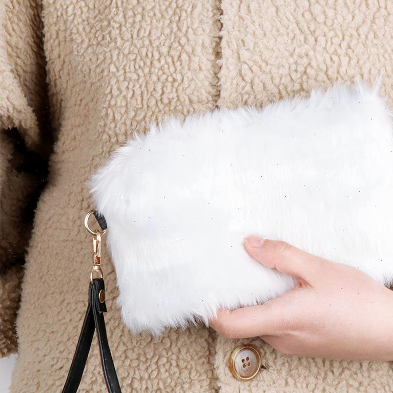 

fashion womens elegant clutch bag faux fur handbag cute children princess party small girls tote wallet candy color, Red;black