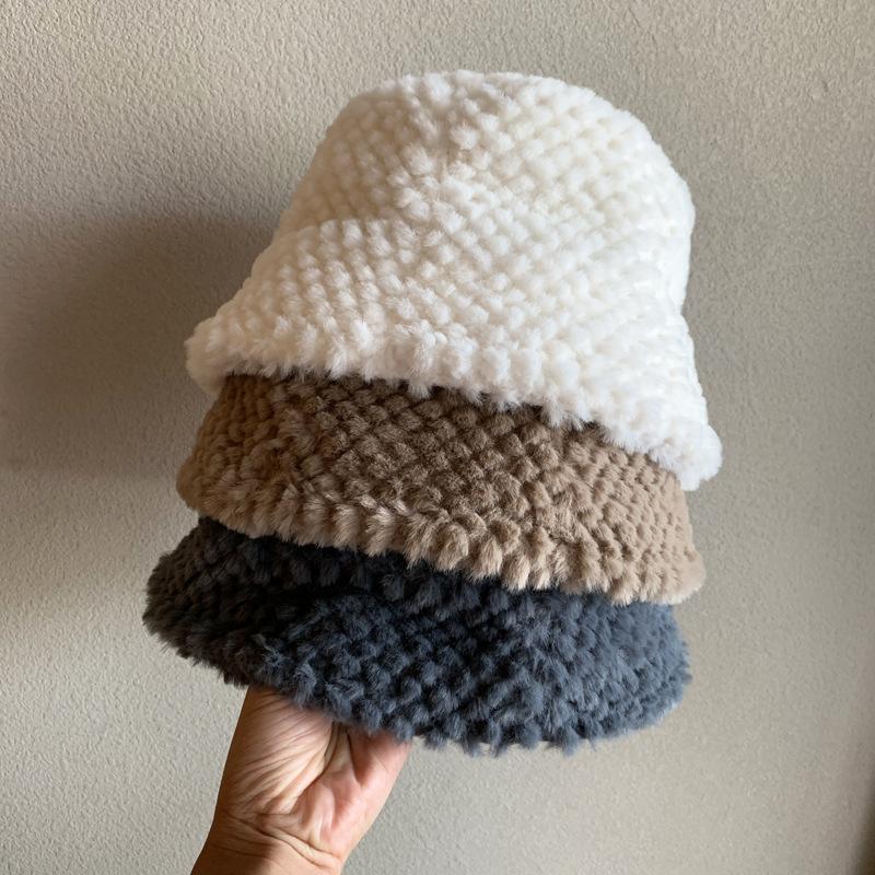 

Wide Brim Hats Winter Retro Solid Color Basin Hat Woman Elegant Temperament Plush Korean Version Bucket Man Outdoor Skiing To Keep Warm, White