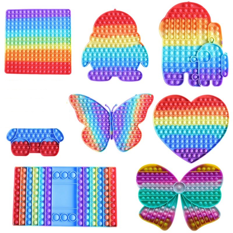 

dhl 2021 Toy Oversized rainbow macaron color Heart butterfly Penguin decompression silicone panda all kinds of matching satisfied ree transit