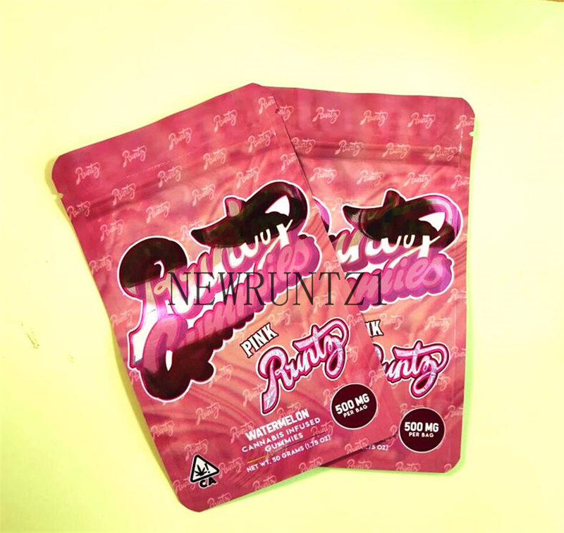 

4 Holograms Runtz Gummies Bag 500mg Runty Zipper Resealable Pouch Edibles Packaging Mylar Smell Proof bags