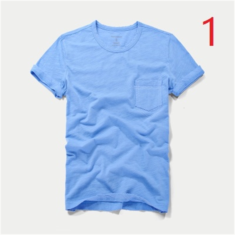 

2021 New Summer Round Neck Bamboo Cotton Short T-shirt Men's Half Sleeve Solid Color Thin Top 3q6s