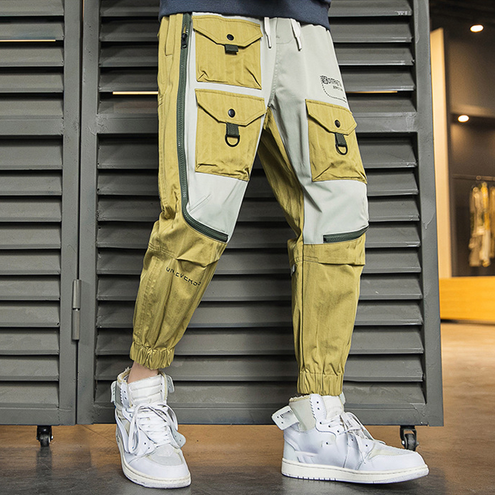 

2021 Spring Autumn New Student Harem Men Version Fashion Multi-pocket Casual Trousers Pants Plus Size Uqcx, Yellow