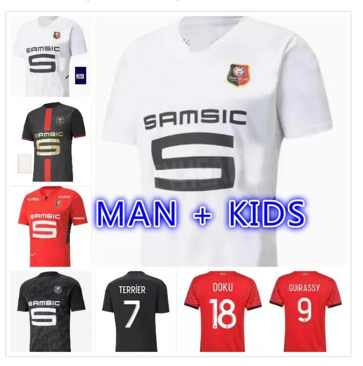 

21 22 Rennes soccer Jerseys player version maillots Stade Rennais fc 120th Anniversary Doku BOURIGEAUD Guirassy 2021 special football shirts, Kids size