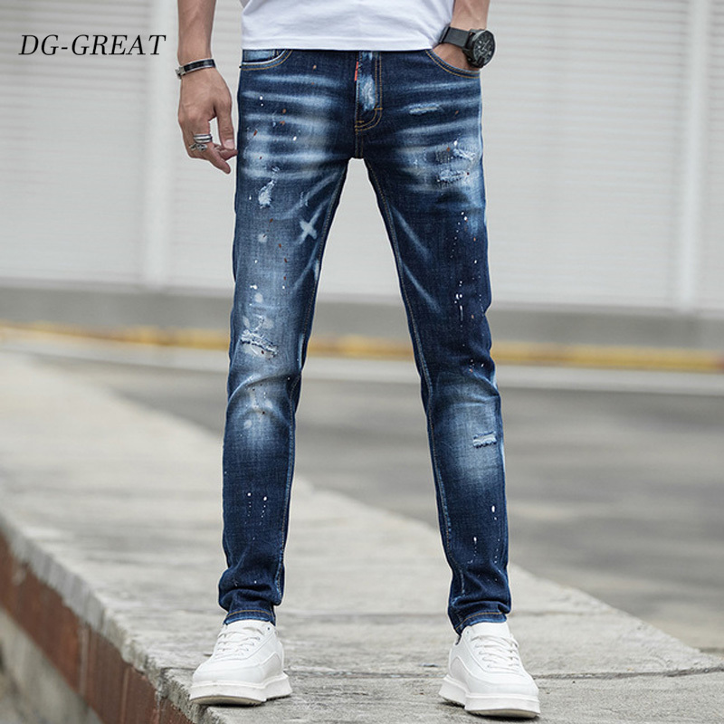 

2021 Man New Arrival Spring Autumn Leisure Slim Wild Fashion Blue Feet Straight Cowboy Trousers Srreetwear Jeans Men Z23s