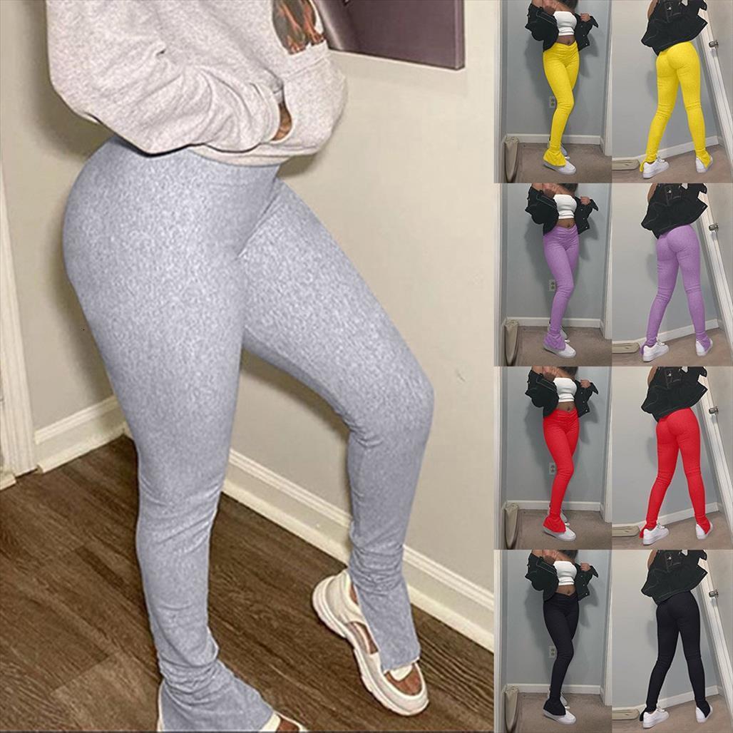 

high waist sweatpants joggers women capris elastic summer stacked leggings bell bottom trouser split hem flare ruched pant w3, Black;white