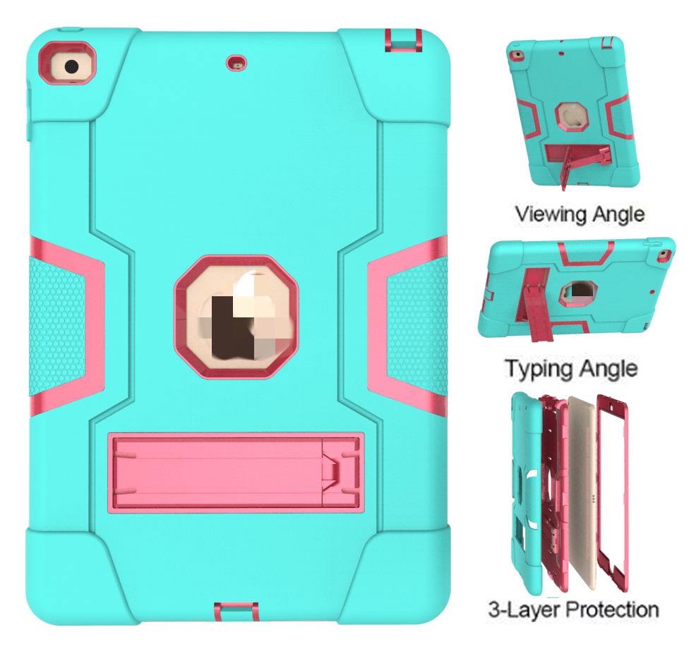 

For iPad 7/8th Generation Cases 2019 2020 Air 2 Mini 1 3 4 Silicone Kickstand Shockproof Protective Tablet Cover With Pencil Holder