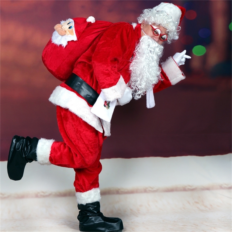 Deluxe thickened Plush Santa claus clothes adult men's and women's dress suit-image-736756994