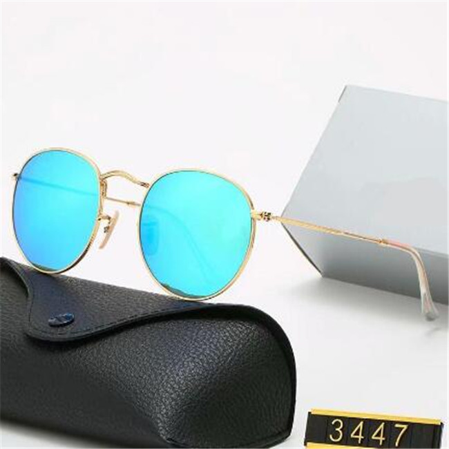 

Classic Round Sunglasses Brand Design UV400 Eyewear Metal Gold Frame Sun Glasses Men Women Mirror 3447 Polaroid glass Lens AA