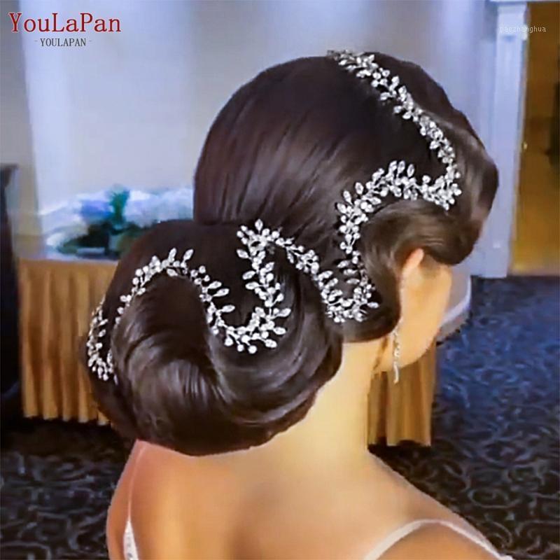 

Hair Clips & Barrettes YouLaPan HP394 Rhinestone Bridal Vine Headband Wedding Accessories Bridesmaid Woman Bling Crystal Headdress, Golden;silver