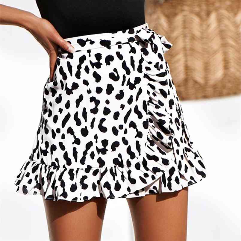 

Summer Mini Skirt Fashion Women Ruffles Bandage Lace Up Short A-Line Pleated Boho Beach Wrap skirts faldas Saias 210708