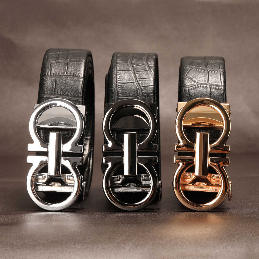 

Men's Tiktok, Automatic Buckle, Genuine Leather Belt, New Business Casual Belt for Youth, Black