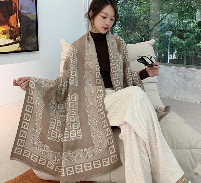 

2021 Stylish double-sided double-thick cashmere scarf for warmth 12 style 180*70 autumn/winter scarf for women's office air-conditioned shawl