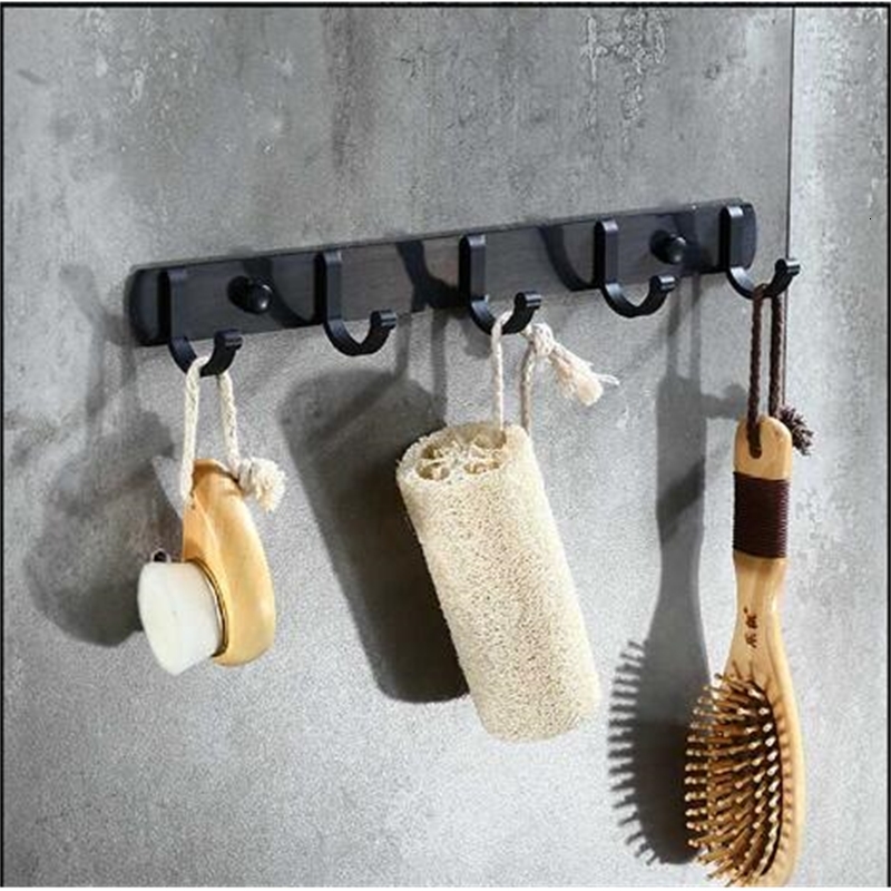 

2021 New High Quality Black Aluminum 3-5 Towel Hooks Wall Mounted Robe Hooks,clothes Hook,towel Holder,bathroom Hook Xvv8