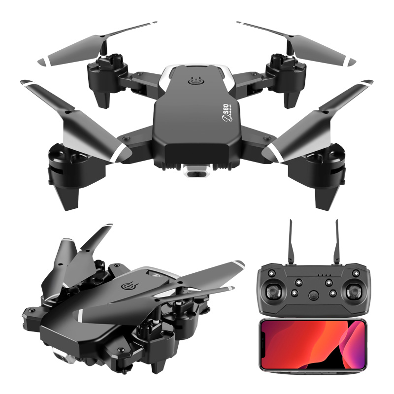

New S60 Drone 4k Wide Angle Camera WiFi Fpv Dual Camera RC Quadcopter Height Keep Pocket Drone Selfie Helicopter Kid -40, Black
