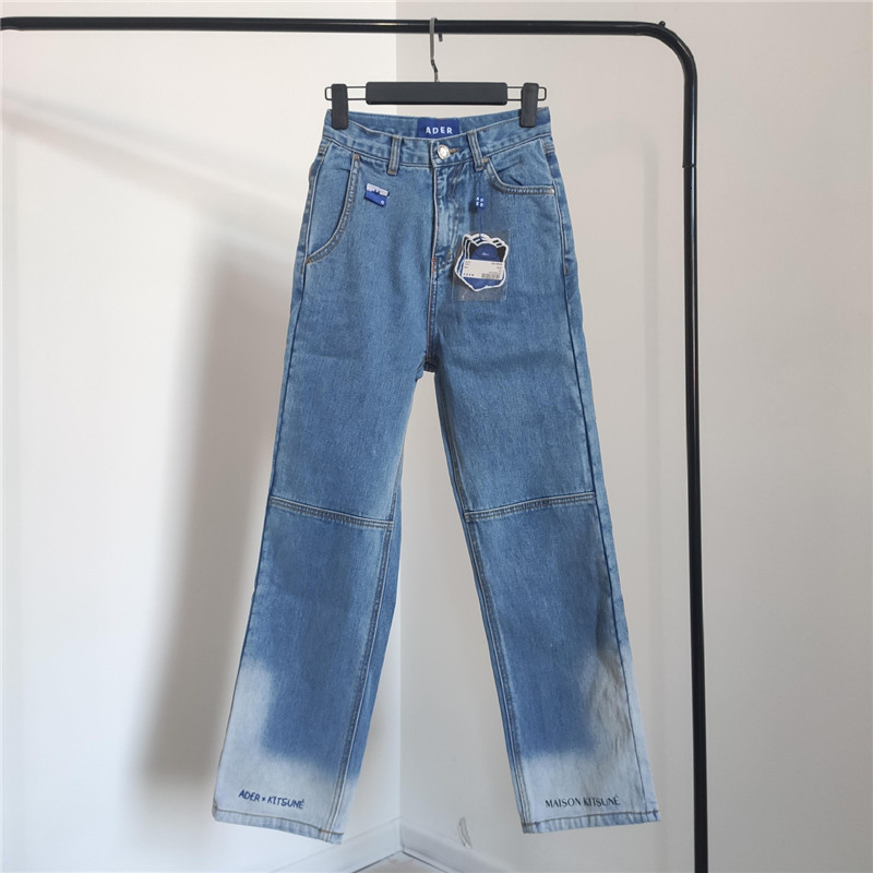 

2021 New Fox Adererror Embroidery Maison Kitsune Jean Men Women 1:1 Top Quality Streetwear Ader Error Denim Pants X5s7