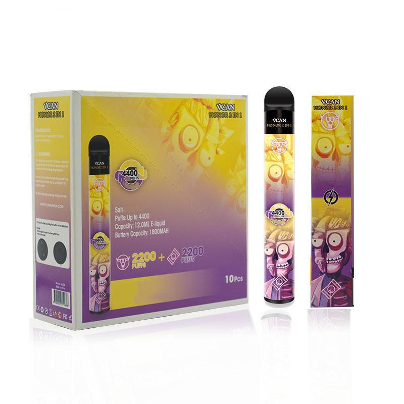 

Newest original vcan brand disposable vape pen vcan honor 2in1 with 4400 puffs 1600mah battery vcan double DHL