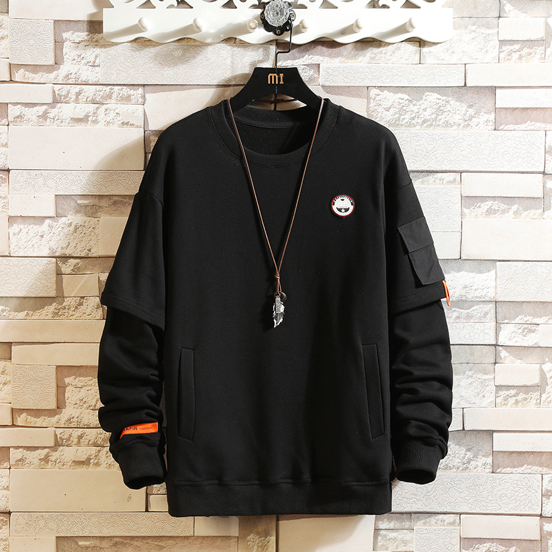

2021 New Oversized Hoodies Black Colorblock Shredded Japanese Hip Hop Sweatpants Streetwear Harajuku Hoodie Male Eysc, Gray.