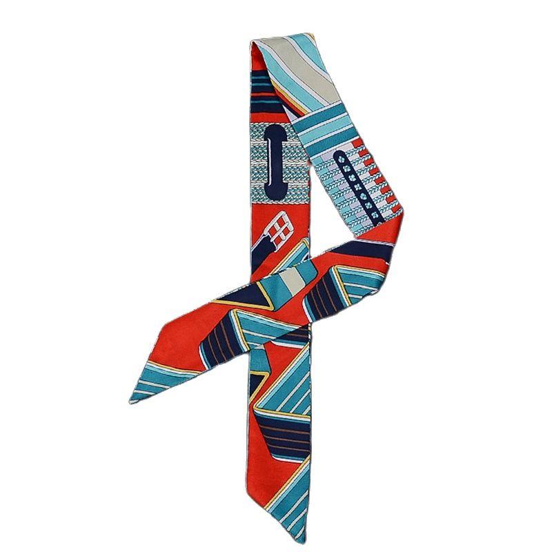 

Scarves Belt Printing Silk Scarf Fashion Ladies Satin Multifunction Tied Bag Small Ribbon Women's Headscarf Neckscarf BS45, Blue;gray