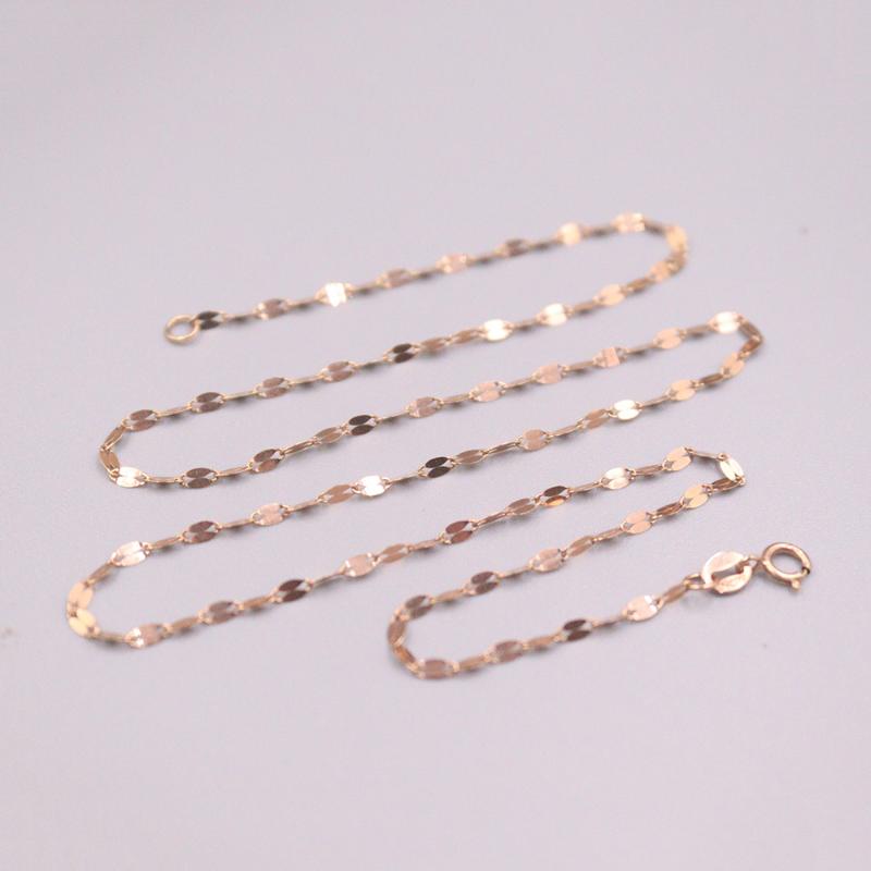 

Chains Authentic 18K Rose Gold Chain Woman Luck Lip Shaped Link Necklace 15.7inch 1.8mmW 1-1.2g