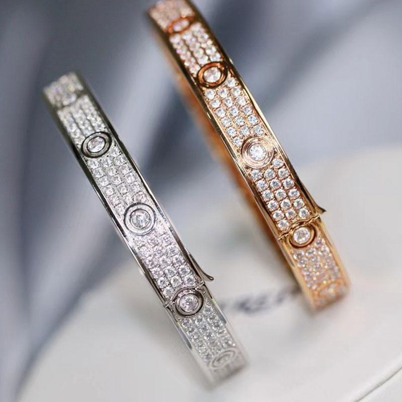 

Bangle Luxury Titanium Steel Bracelet Full Diamond Jewelry For Women Birthday Gift High Qulity Wrist Decoration Charm Shinny