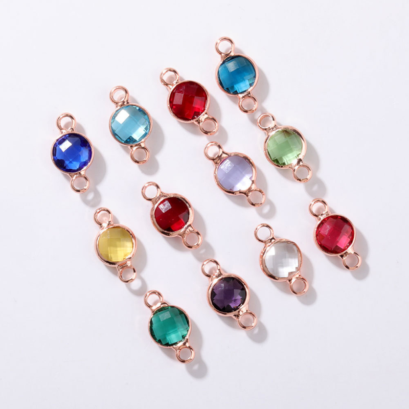 

Rose Gold Plated 6MM Double Hook Crystal Birthstone Charms for DIY Jewelry Making