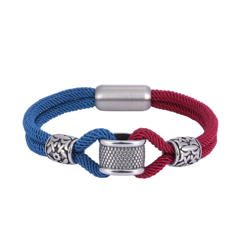 

Cool Men's Popular Stainless Steel Charm Milan Rope Cuff Bracelet High Quality Magnetic Buckle Bracelets