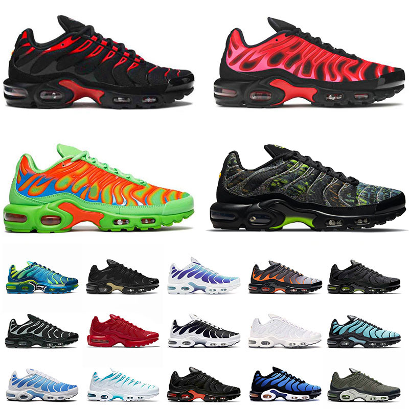 

2021 Authentic Sports Sneakers Tn Plus SE Mens Running Shoes Big Size Us 12 Triple Black White Volt Mean Green Off Fire Pink Trainers Runners EUR 36-46, A22 40-46 black volt solar red