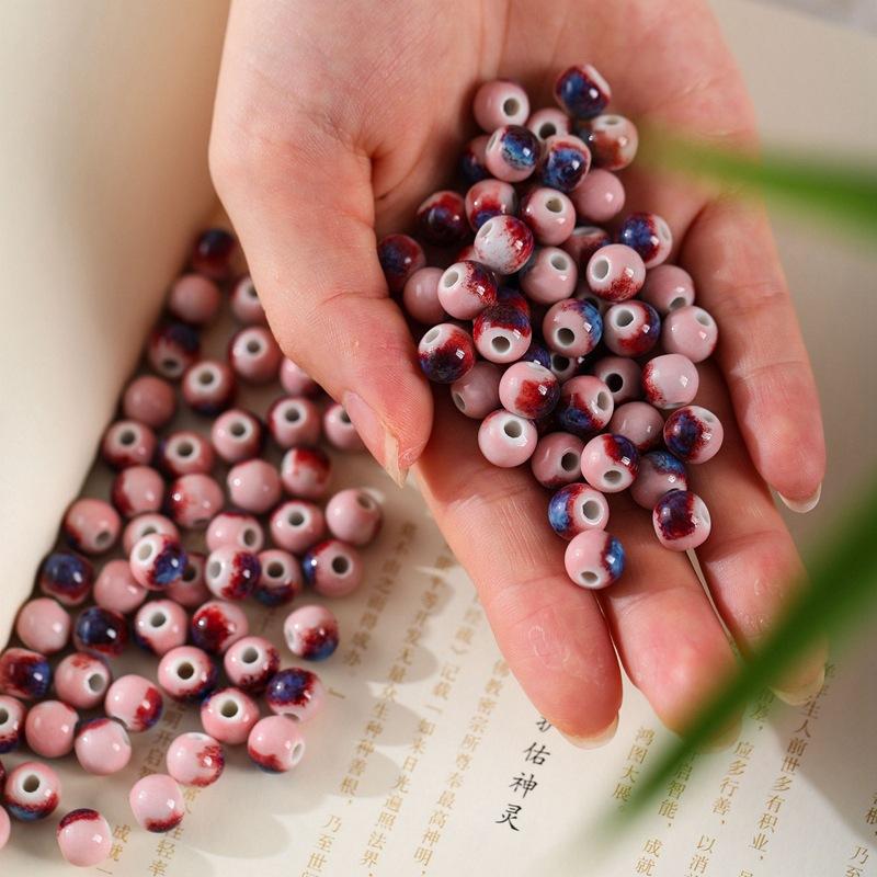 

Other 1 Pack 6-8-10-12mm Round Ceramic Beads DIY Handmade Porcelain Spacer Loose Bead For Jewelry Making