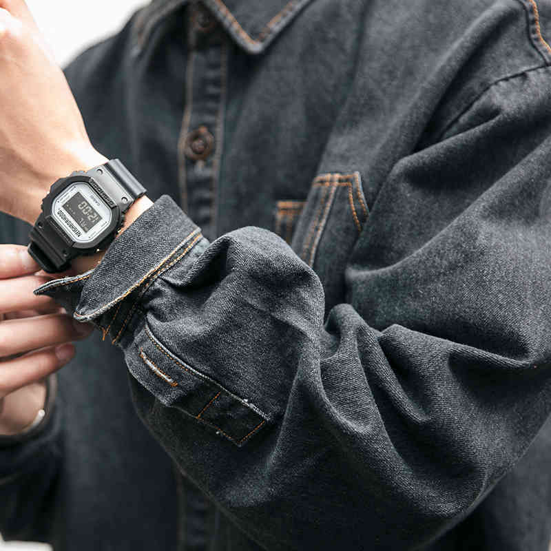 

Men's Jackets Shirt high quality Japanese jeans, Korean working clothes for couple, work clothes, couple with long sleeves, harajuku VO1P, 1# shoe box