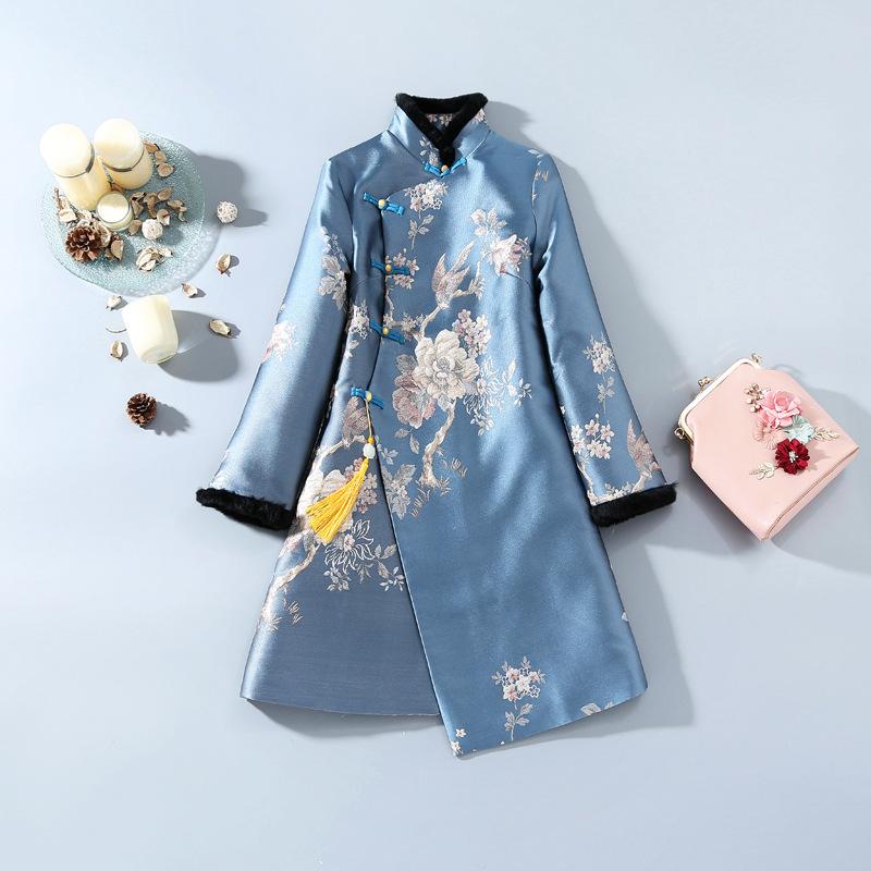 

Ethnic Clothing H.RONG.X 2021 Winter Traditional Chinese Cheongsam Dress Retro Elegant Bodycon Improved Qipao PlusSize Cotton Women Chipao