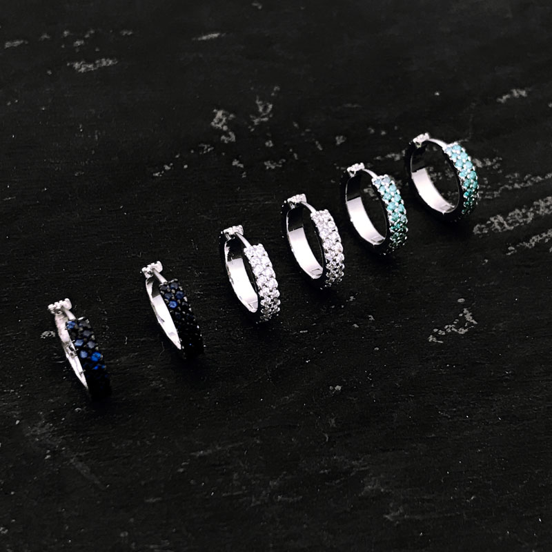 S925 pure silver women&#039;s circular hoop double row drill earrings are simple and luxurious brand Monaco jewelry-image-703300490