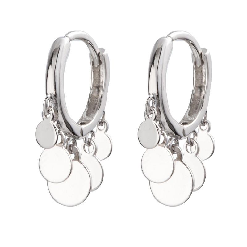 

Stud Pandach 100% Real Sterling Silver Disc Tassel Earrings For Women Making Fashion Jewelry Gift CME447