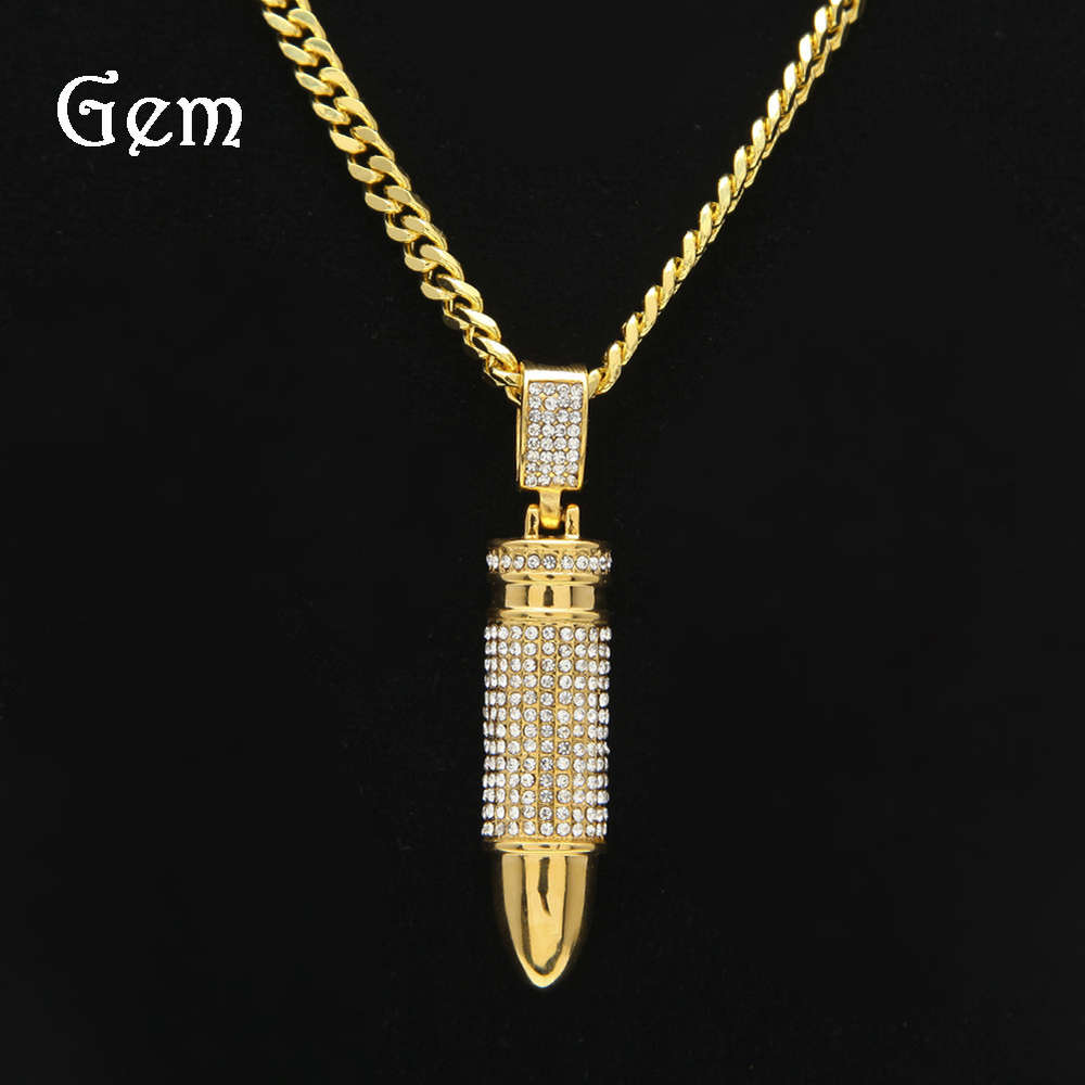 

Stainless steel super cool bar nightclub men's accessories aggressive hip hop Bullet Pendant