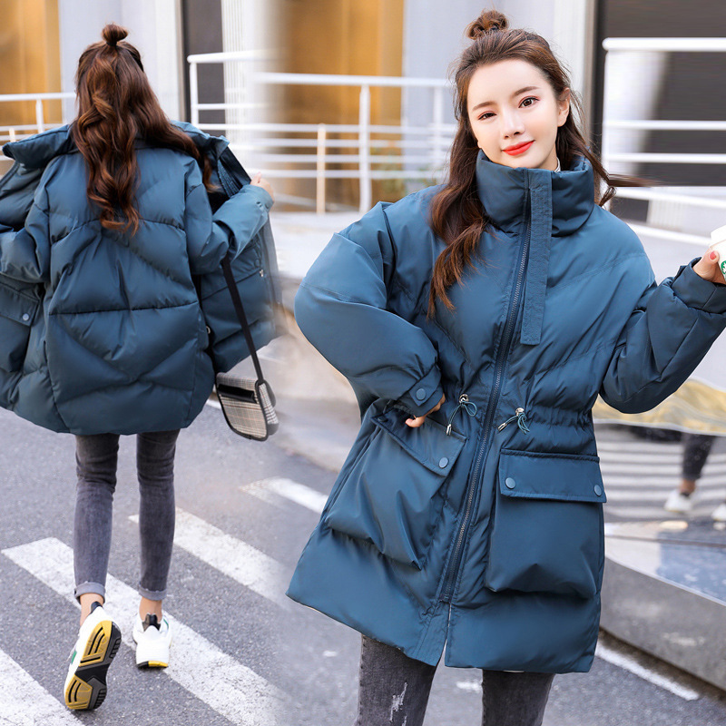 

2021 New Women Winter Jackets Down Cotton Long Straight Coat Coats Female Stand Up Collar Parkas Fashion with Big Pocket 2xl O49p, Black