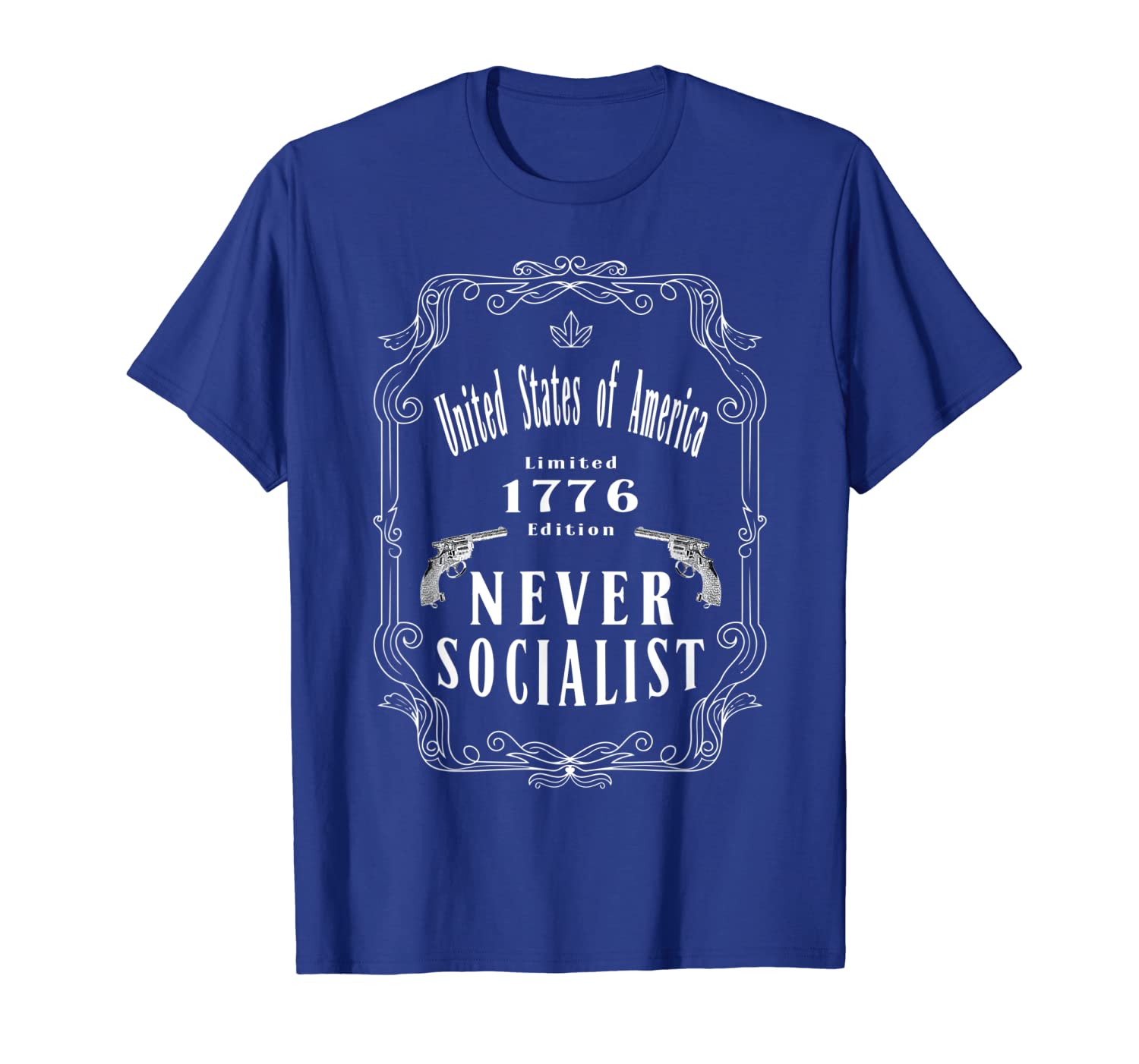 

Vintage USA Shirt For Men 4th Of July Never Socialist 1776, White;black