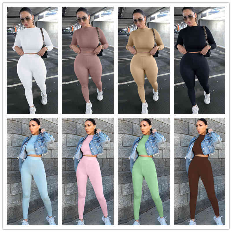 

Women Two Pieces Set Tracksuits Solid Slim Long Sleeve Leggings Breathable T Shirt Pencil Pants Sports Suits Ladies Casual Clothes, Light grey