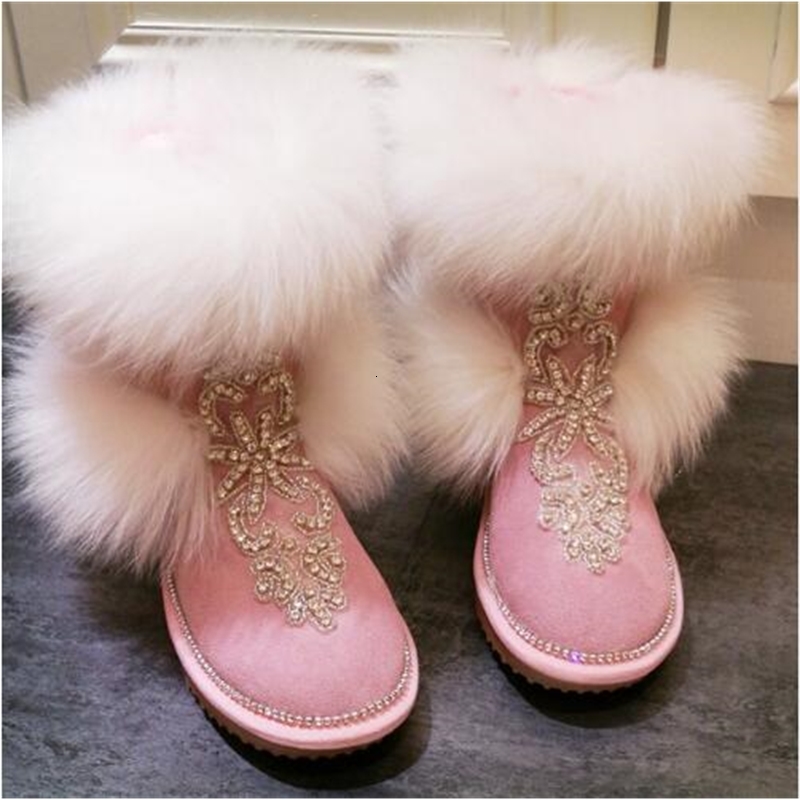 

boots women winter foxy hair snow girls shinning slip-on ankle ladies occasional round foot apartments jump 6 cm dpvv, Black