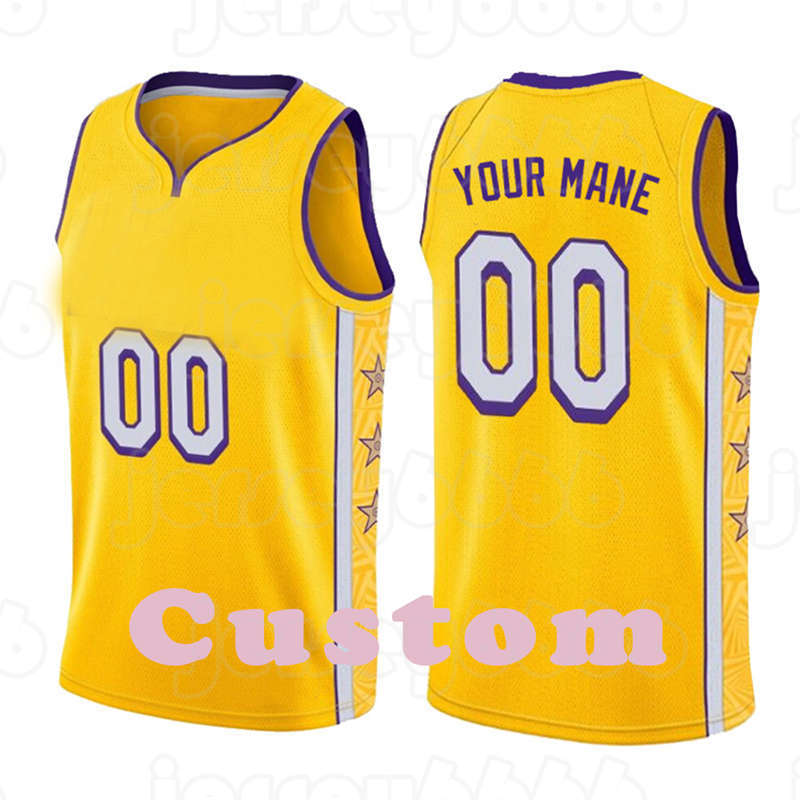 

Mens Custom DIY Design personalized round neck team basketball jerseys Men sports uniforms stitching and printing any name and number Stitching stars yellow
