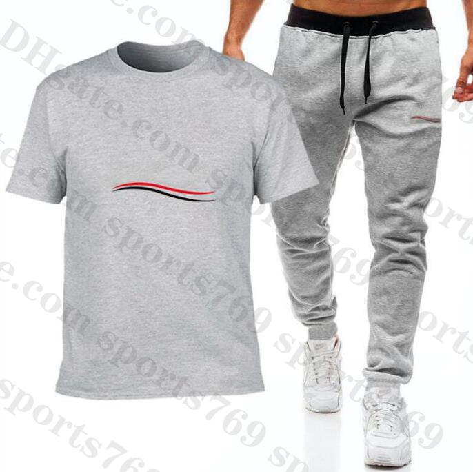 

High Quality Mens Tracksuit luxury T Shirt Tee Top + Sweatpants Suit Designer Clothes Fashion Summer Men Women Short-Sleeve Sweatshirt Pants, Gray