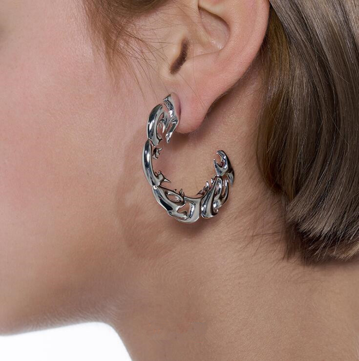 Women's hoop Earrings Flame Ear Jewelry Huggie Wedding Bands Gifts-image-705544227