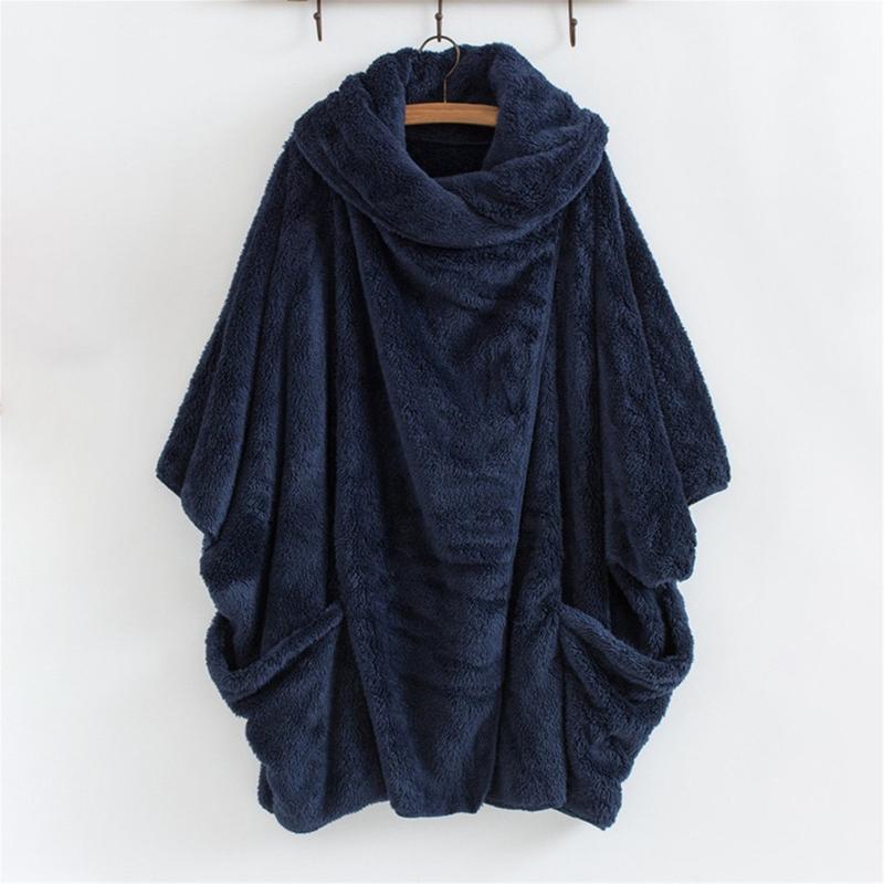 

Women's Jackets 2021 Winter Warm Fluffy Sleeve Female Button Outwear Poncho Autumn Cardigan Oversize Tops Coats, Black;brown