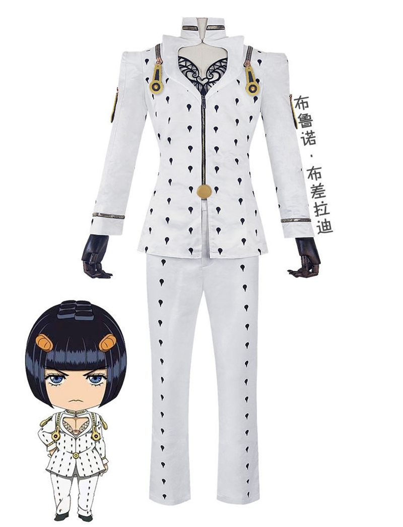 

Anime Costumes Anime JoJo Bizarre Adventure Bruno Bucciarati Cosplay Costume Black White Suits Uniform Zentai Full Sets