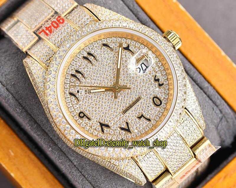 eternity Watches RRF Latest products 126331 126301 126334 A2824 Automatic Iced Out Full Mens Watch Arabic Diamonds Dial 904L Steel Diamond Rose Gold Case Bracelet