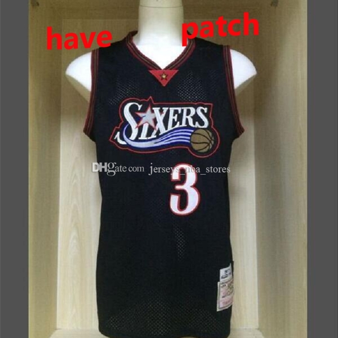 

men's philadelphia\r76ers\r3 allen\riverson mitchell & ness black hardwoods classics swingman jersey and pant 01