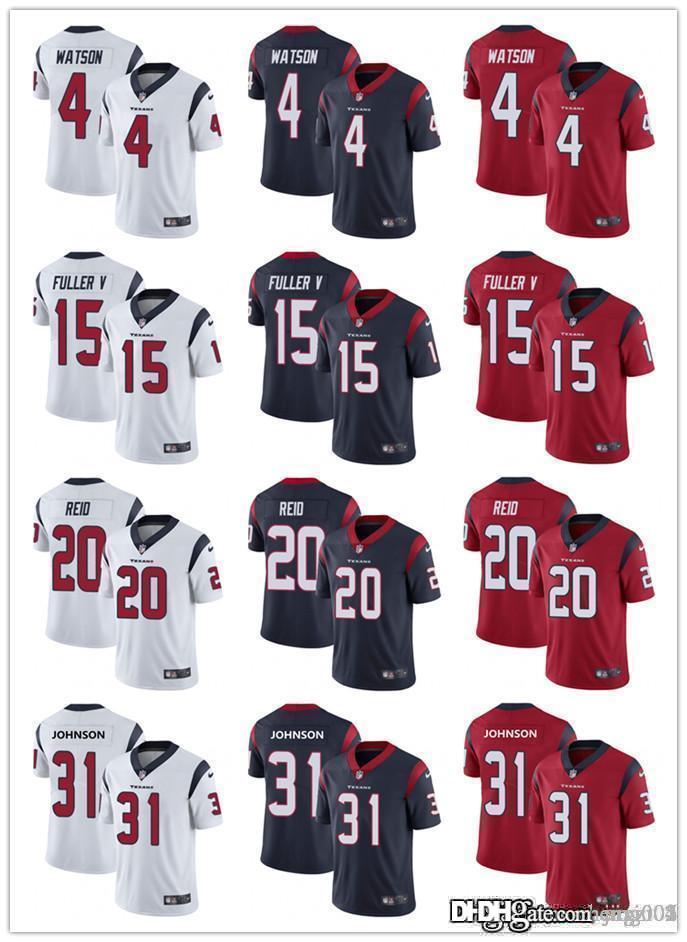 

Men Women Youth HoustonTexans15 Will Fuller V 31 David Johnson 4 Deshaun Watson 20 Justin Reid Custom red Navy Football Jersey, Black;red
