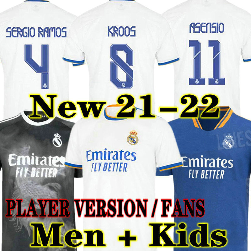 

HAZARD PLAYER VERSION FANS Real Madrid soccer jerseys 21 22 MILITAO camiseta 2021 2022 Men away third VINICIUS football shirt kids, 20 21 fans